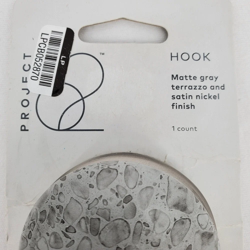Project 62 Wall Hook‎ Matte Gray Terrazzo and Satin Nickel Finish Bedroom Home